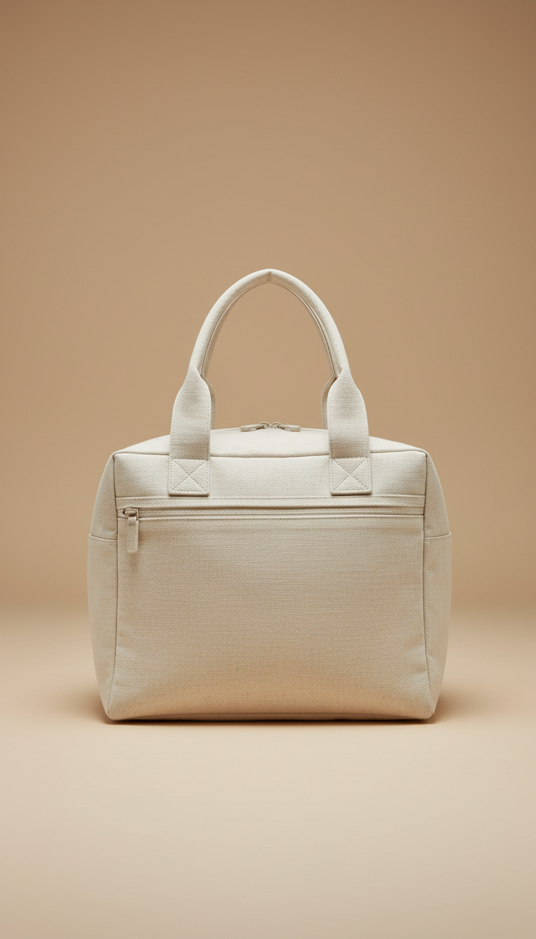 Reisetasche aus elfenbeinfarbenem Leinen